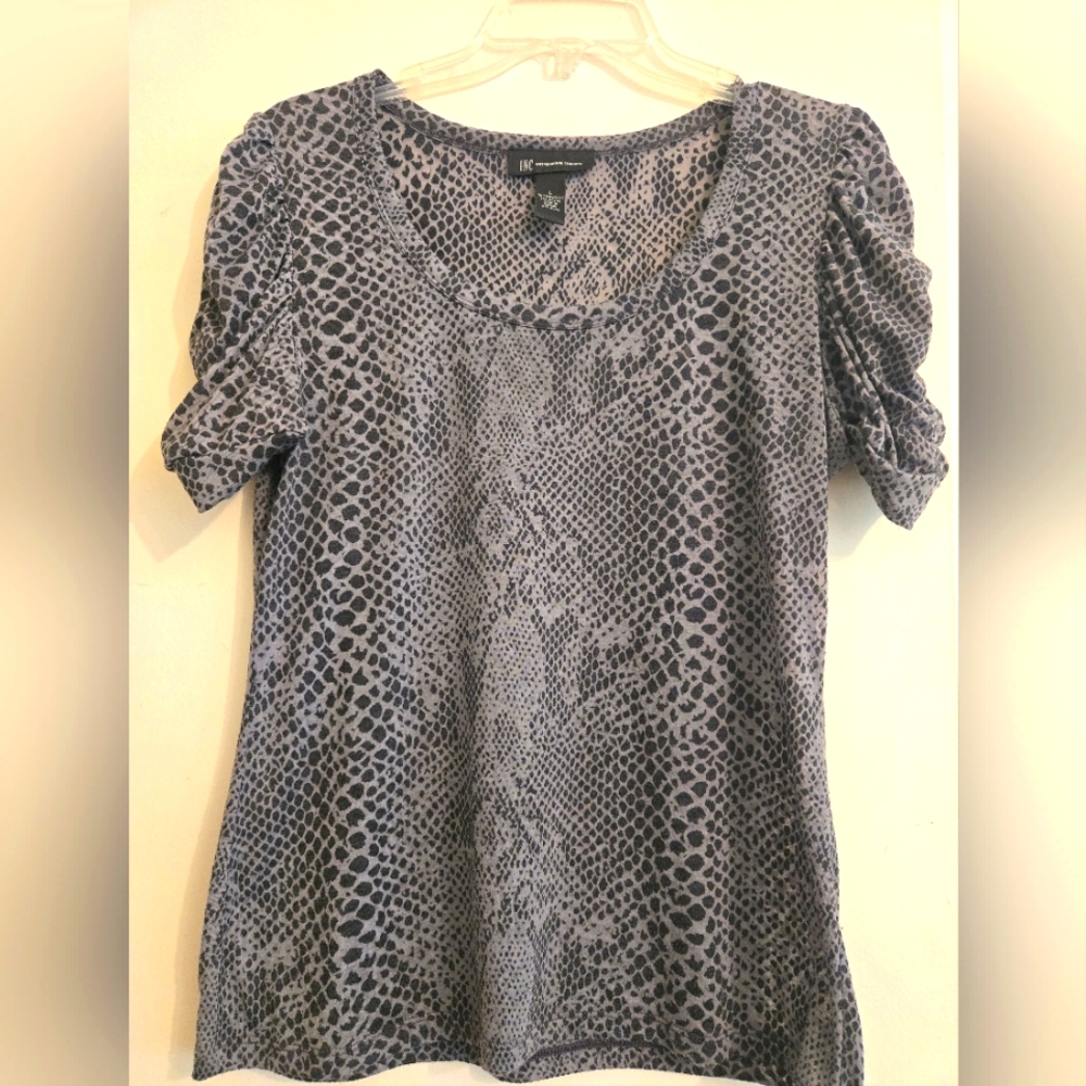 INC International gray animal print blouse